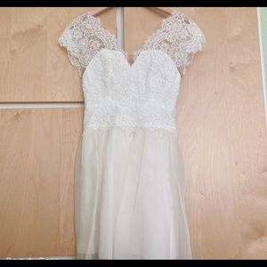 Marchese Notte white lace pattern mini dress